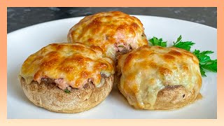 Champiñones rellenos al horno. Receta fácil de comida saludable