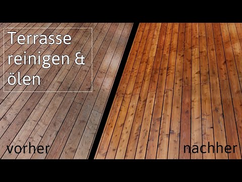 Terrasse aus Lärche reinigen und ölen - aus Grau wird Farbe!