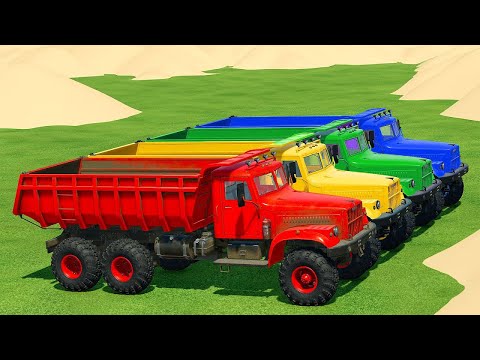 LOAD AND TRANSPORT STONES IN CONTAINERS WITH JOHN DEERE TRACTORS AND POLICE CARS - FS22