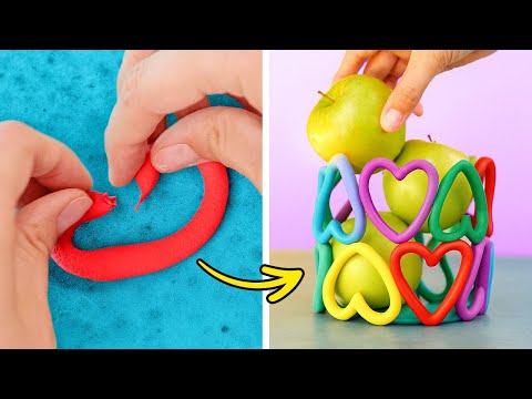 🌈 DIYレインボークラフト 💖 楽しいポリマークレイのアイデア！✨🎨
