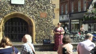 Lucy Black performing at St Albans Clock Tower as part of St Albans 