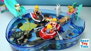 Playmobil Raft Playset with Fun Toys Swimming Puppies and Sea Animal  For kids