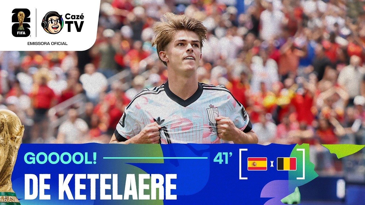 ELE É ARTILHEIRO! DE KETELAERE RECEBE CRUZAMENTO NA ÁREA E DE CABEÇA EMPATA O JOGO PARA A BÉLGICA