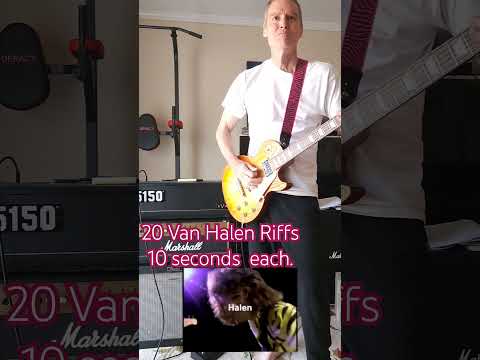 20 Van Halen Guitar Riffs, no breaks, 10 seconds each #vanhalen #guitarcover #guitar #rockband