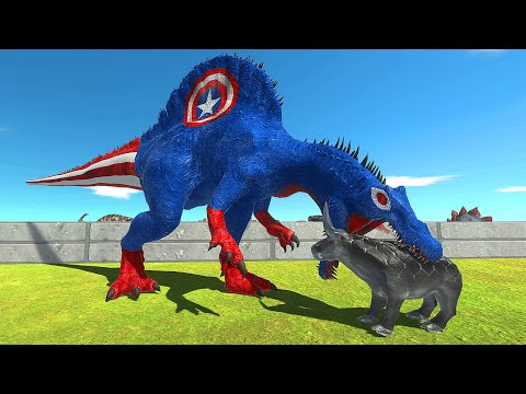 ⚡ Captain America Spinosaurus DEATH RUN - 🦖 Animal Revolt Battle Simulator 🦕