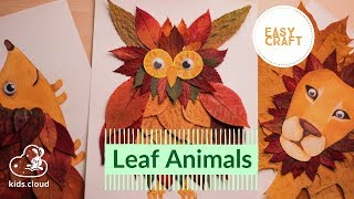 Leaf animals DIY : Leaf Owl, Leaf lion,  Leaf hedgehog.  - Easy Craft for kids