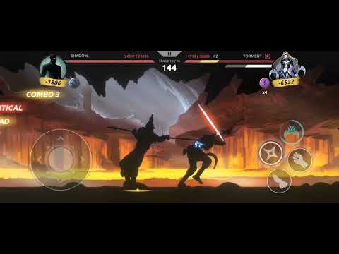 Shadow Fight: Shades Act 3 Chapter 4 defeating Torment with kusarigama