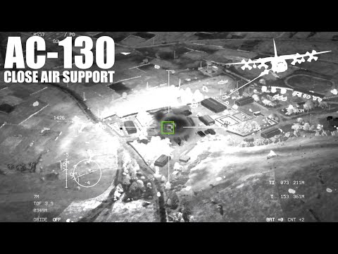 AC-130 Gunship in Action - Convoy Ambush - Combat Footage - Military Simulation - ArmA 3