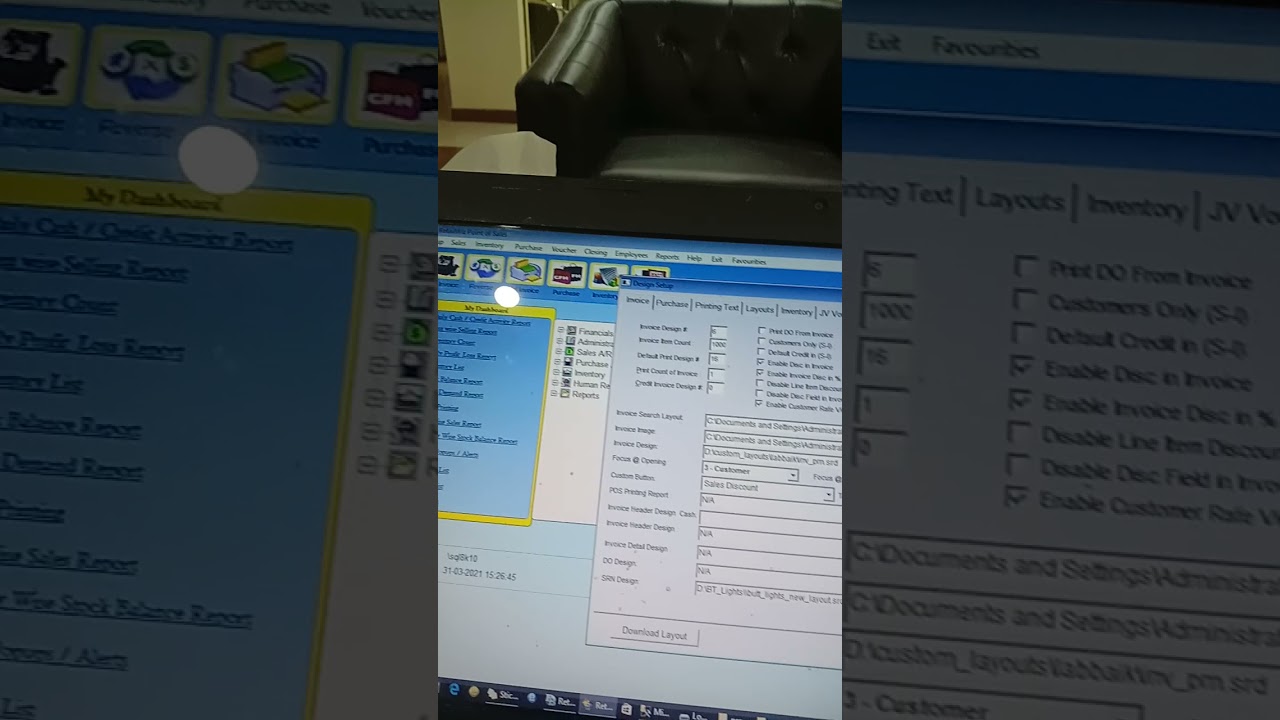 Invoice tab order settings