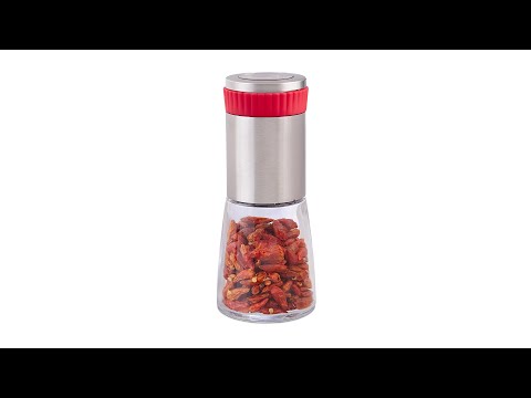 Chilimühle mit Kräutermahlwerk Rot - Silber - Glas - Metall - Kunststoff - 7 x 16 x 7 cm