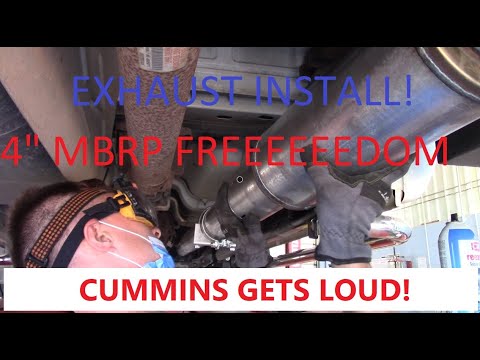 2004 Dodge Ram 5.9 Cummins MBRP 4" Muffler exhaust install, Rev/Drive!