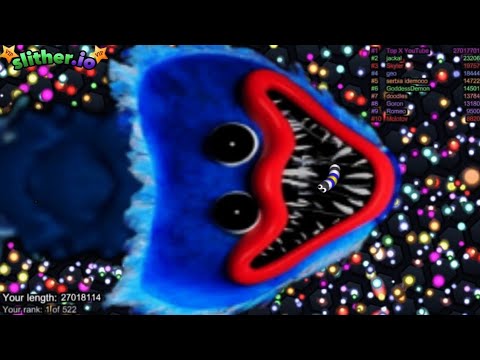 Slither.io A.I. Huggy Wuggy Vs Tiny Pro Snakes - Epic Skin Slitherio Vip Best Gameplay - New Record