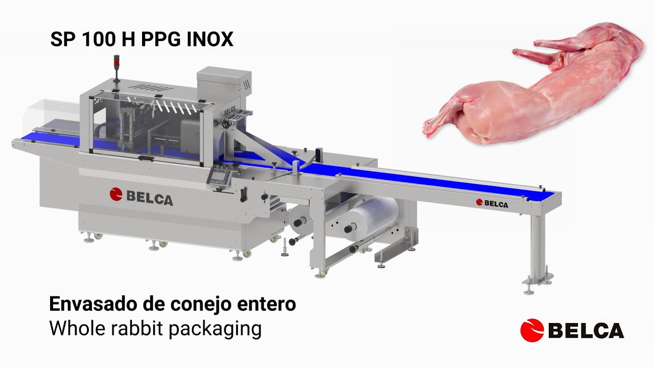 MAP flow wrapping of whole rabbit with SP 100 H PPG INOX. Setting in ...