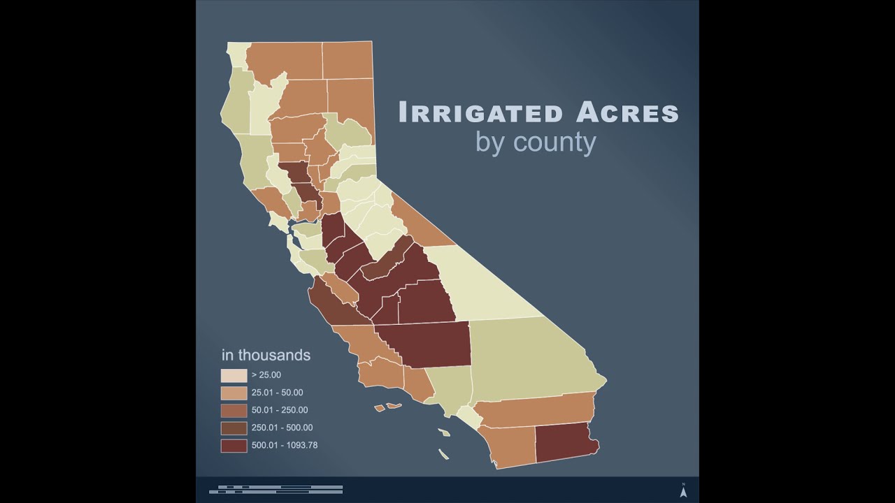 Animated Thematic Map Showing California Water Use by County - First and Last Animated Map