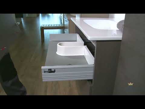 Slide 4 - Knole Fluted 600mm Wall Hung Unit with Drawers - Graphite (exc handles & basin) Tunbridge Wells Co (video)