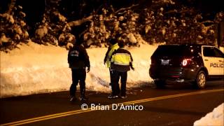 preview picture of video 'Braintree MA - Police Capture Suspect Hiding in Woods near South Shore Plaza - 2/10/15'