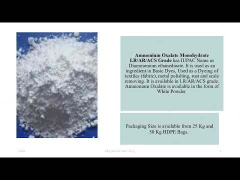 Ammonium Oxalate Monohydrate LR/AR//ACS Grade