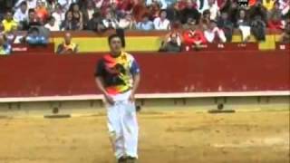 Facing the bull on his knees