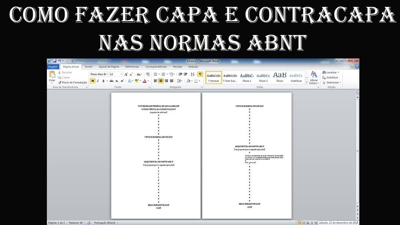 Capa e Contracapa com as normas ABNT