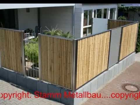 20.Zäune aus Aluminium Edelstahl, Bambus, Glas, Stab, Lochblech Stamm-Metallbau Eppingen Sinsheim