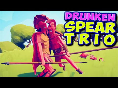 Drunken Spear Trio! Hoplite+Sarissa+ Spear Thrower vs Every Unit 3v1 + Bonus - TABS MODS GAMEPLAY
