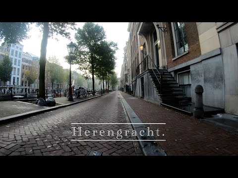 4K . Amsterdam bike tour. "Herengracht"  With its large urban palaces. Sunday morning ride Okt 2019.