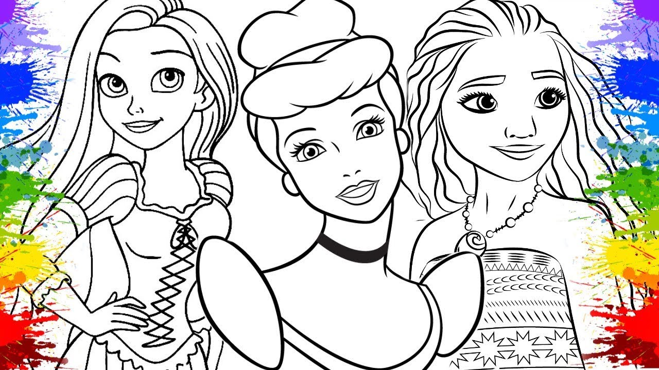 Colorindo as Princesas da Disney | Desenho dos Filmes da Disney Princess | Video para Criancinhas