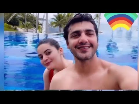 Minal khan & Ahsan Mohsin unseen video || Swimming at Beach in Thailand #minalkhan #ahsanmohsinakram