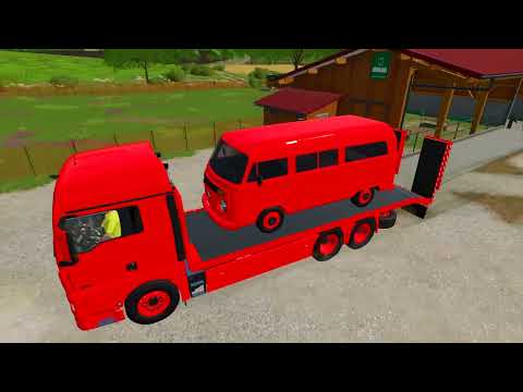 Transporting Mini BUS With Colored Man Trucks - Farming Simulator 22