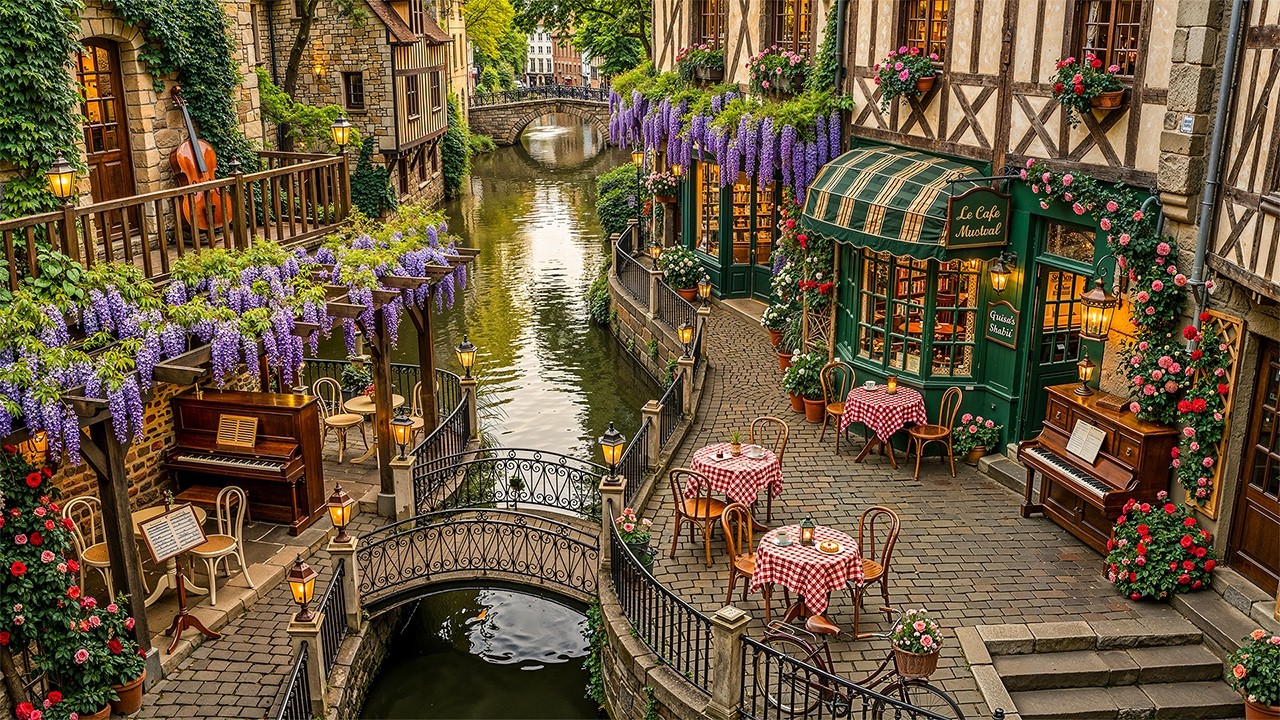 Charming Spring Morning at Cozy Coffee Shop Ambience 🌿 Relaxing Jazz Music for Work, Study, Relax