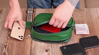 Жіноча прямокутна сумка крос-боді з натуральної шкіри 22113 Vintage зелена