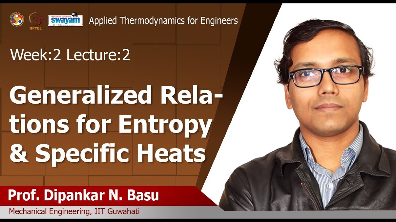 Lec 6: Generalized relations for entropy & specific heats