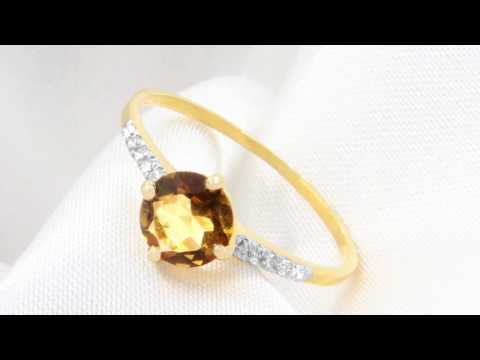TELEIOS LUXE 18K GOLD 0.8CT ROUND CITRINE 0.07CT DIAMONDS RING - 6.5 US - TL0000075