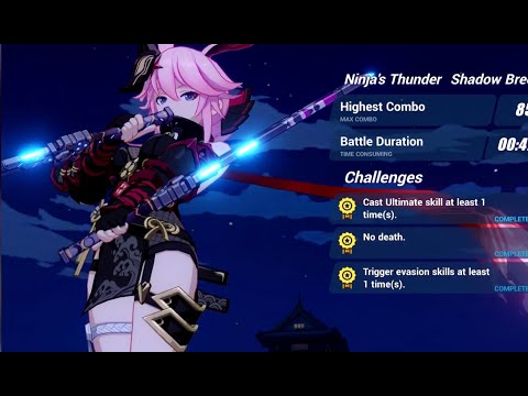 Honkai Impact 3 - SSS Darkbolt Jonin Yae Kasumi battlesuit trial dual wield katana gameplay