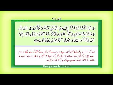 Para 8 - Juz 8 Wa law annana HD Quran Urdu Hindi Translation