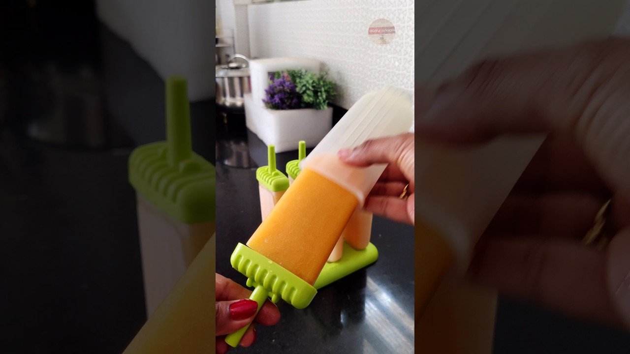mango popsicle.. 🥭 popsicle from juice. #shorts #mango #fruits #popsicle #ice #summervibes #food