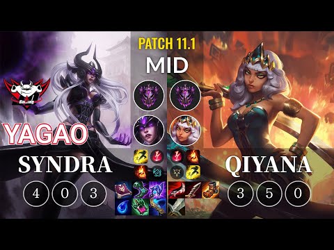 JDG Yagao Syndra vs Qiyana Mid - KR Patch 11.1