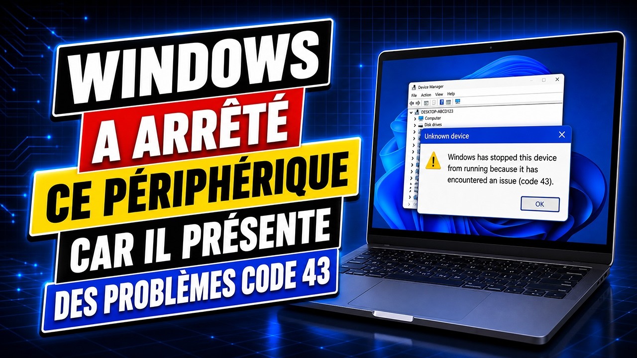 Windows a arrêté ce périphérique (Code 43) 