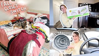 Switching My Closet for FALL! 🍂🧣🐶🐱 + a Dog & Cat Haul! | vlogtober day 30