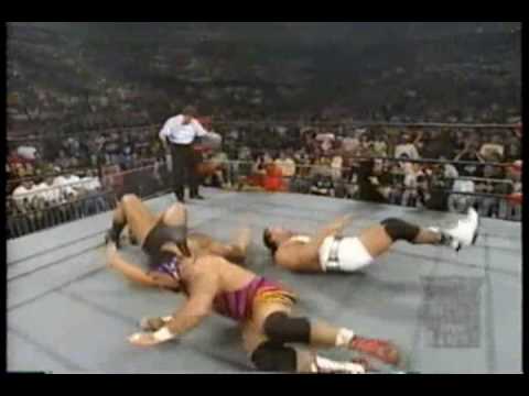 WCW Monday Nitro 3-3-97 Steiner Bros vs The Giant and Lex Luger - end in a MESS with nWo