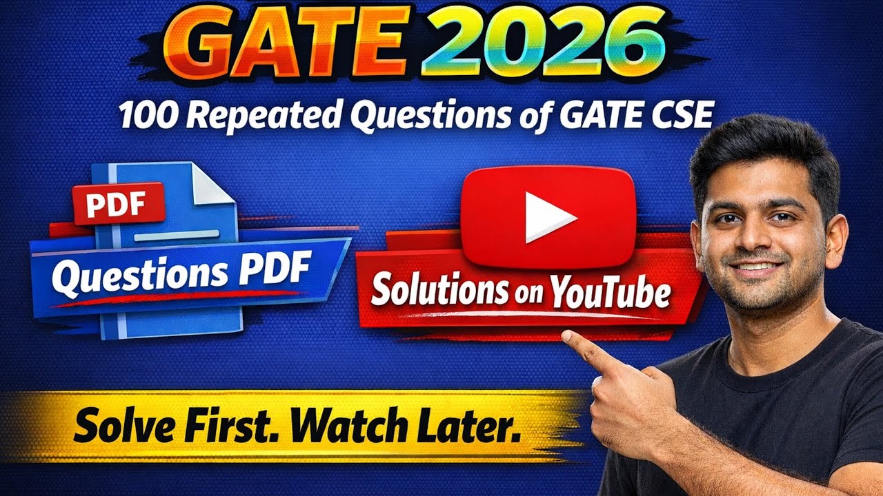 100 Repeated Questions of GATE CSE | GATE 2026 |Questions PDF + Full Solutions #gate #gatecse #iit
