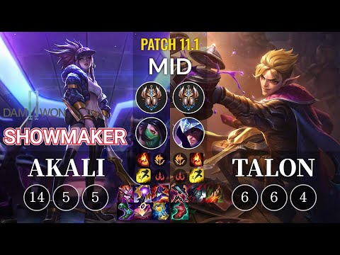 DWG Showmaker Akali vs Talon Mid - KR Patch 11.1