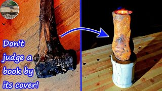 Stump to Candle turning. Don't judge a book by it's cover.