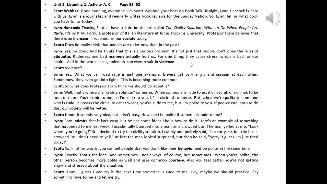 Q2e Listening & Speaking 2 : Unit 3 - Listening 1