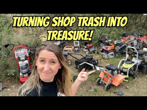 FREE MOWERS! Will they run? Briggs and Stratton push mower Turning Shop Trash Into TREASURE!