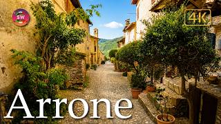 Arrone (Umbria), Italy【Walking Tour】History in Subtitles - 4K