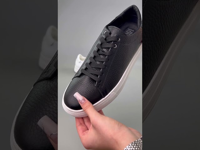 Чоботи жіночі шкіряні байка хутро 592641 Чорний Кеди чоловічі шкіряні 590023 Білі