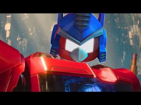 Transformers One - Optimus Prime VS Megatron but with "Battle for piggy island" music Angry bird