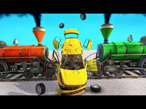 Train derby demolition - Car destruction simulator Android gameplay | train derby fire games |