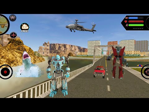 Robot Shark (Robot Shark Fight Car Robot on Bridge) River Monster on Bridge - Android Gameplay HD